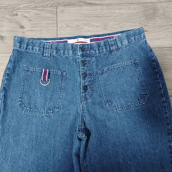 Tommy Hilfiger 90's Button Fly Ankle Sailor Jeans 12 Vintage Y2k Nautical - Picture 4 of 12
